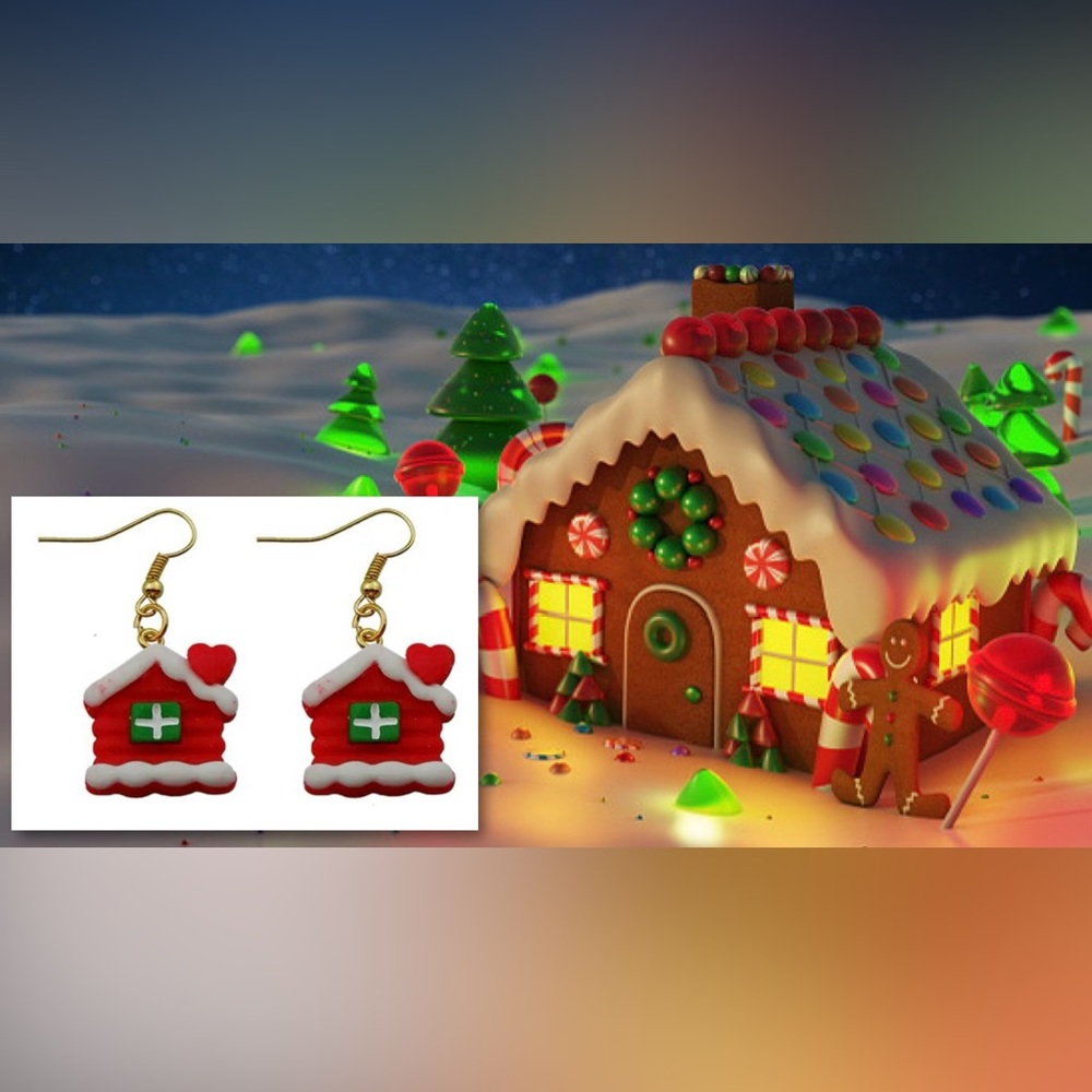$1 CHRISTMAS GINGERBREAD HOUSE EARRINGS. NEW. $1 WITH ANY $10 ORDER OR MORE